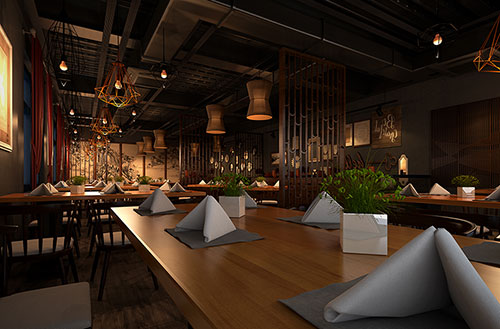 沙田镇简约大气中式风格餐厅设计装修效果图