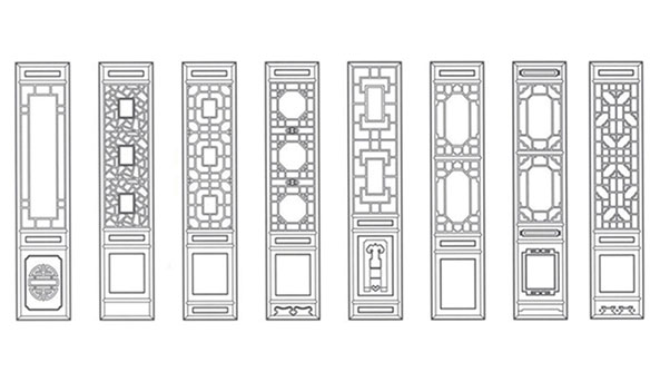 沙田镇喜迎门中式花格CAD设计图样式大全
