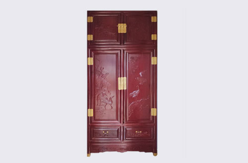 沙田镇高端中式家居装修深红色纯实木衣柜