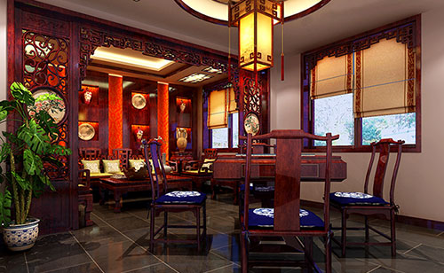 沙田镇古典中式风格茶楼包间设计装修效果图